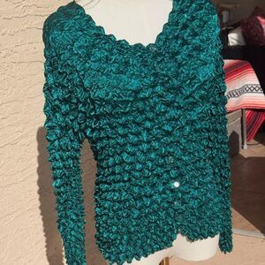 KRINKLE popcorn button down long sleeve top.